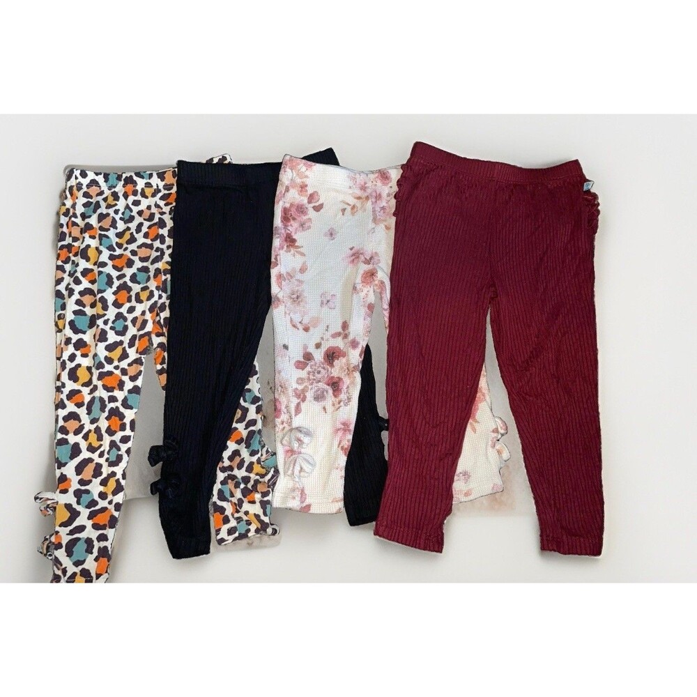 Posh Peanut 18-24M Leggings Lot 4 Liv Leopard Floral Ruffle Bamboo Girl Set